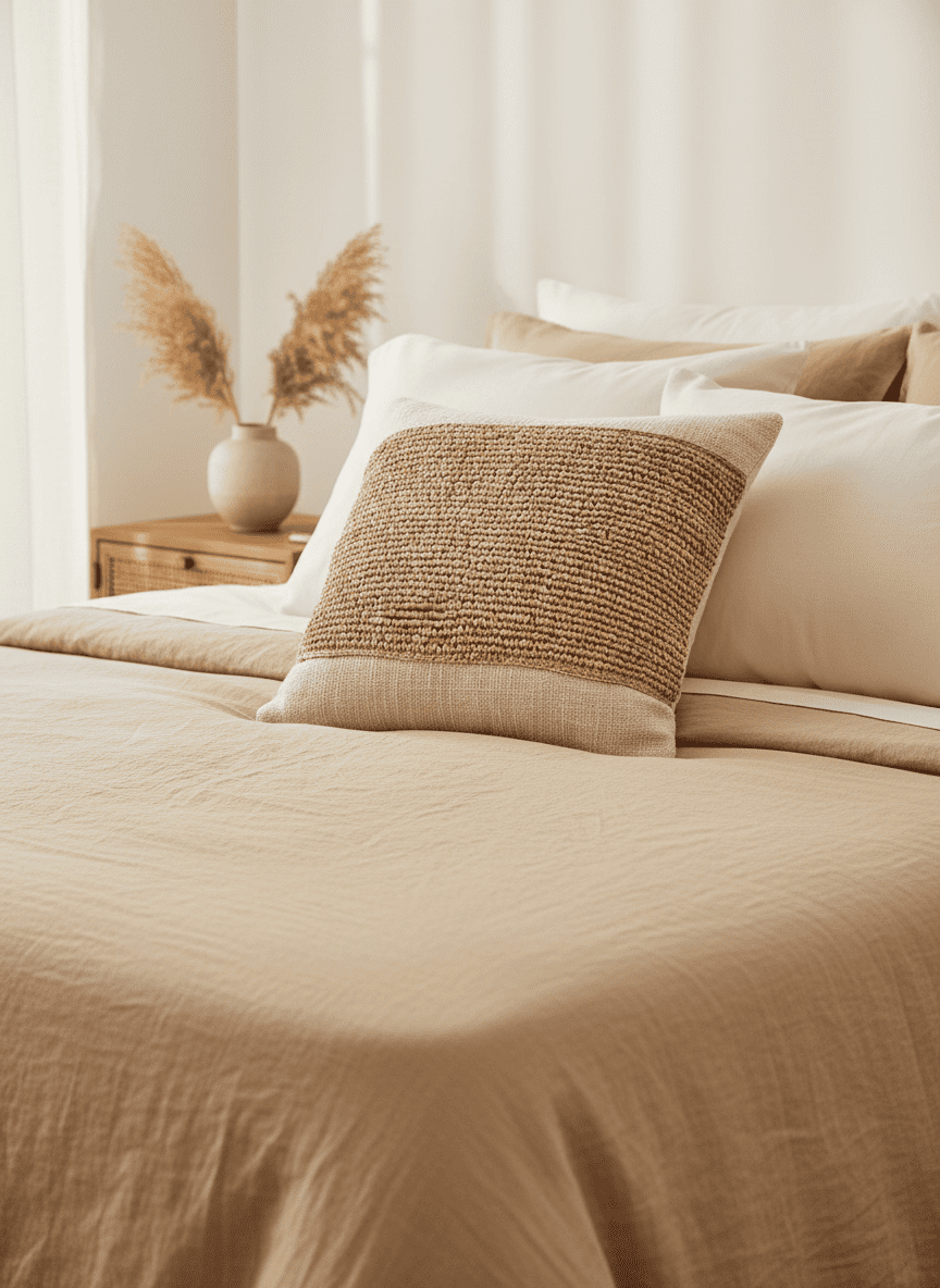 ANKASCHU | Raffia | Kissenbezug „Stempel“ – Natur