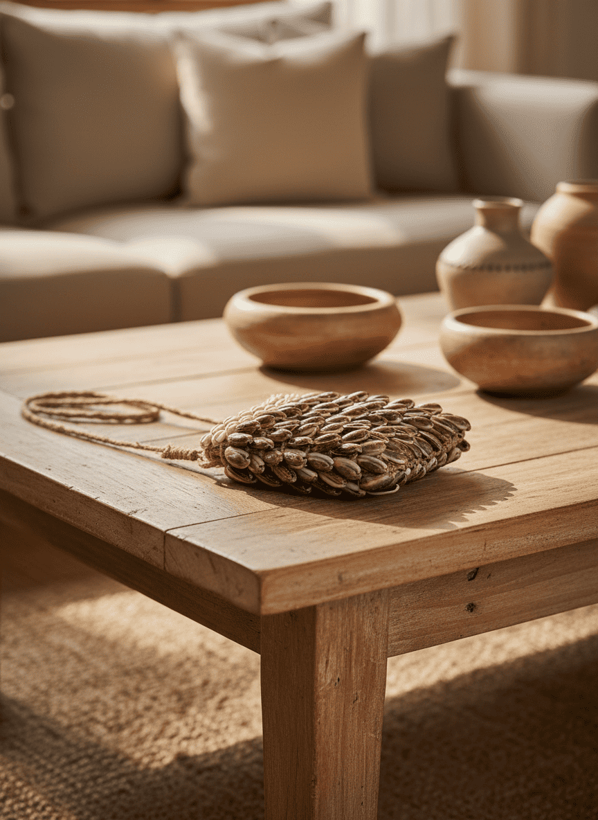 ANKASCHU | Naturmuscheln | Wanddekor „Muschelspiel“ – Natur