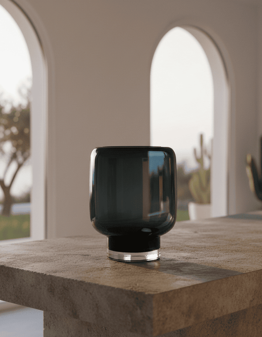 ANKASCHU | Glasvase „Zadar“ | Klarglas 9 mm – Tintenblau