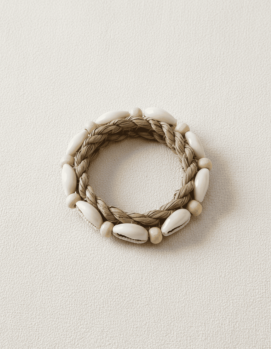 ANKASCHU | Seegras & Muschel | Serviettenring „Coast“ – Natur