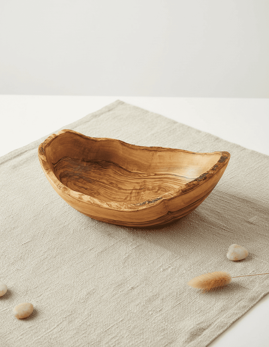 ANKASCHU | Olivenholz | Obstschale – Oval, rustikaler Rand (25–29 cm)